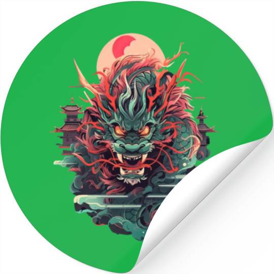 Tokyo Asia 80s Japanese Retro Dragon Dragon Stickers