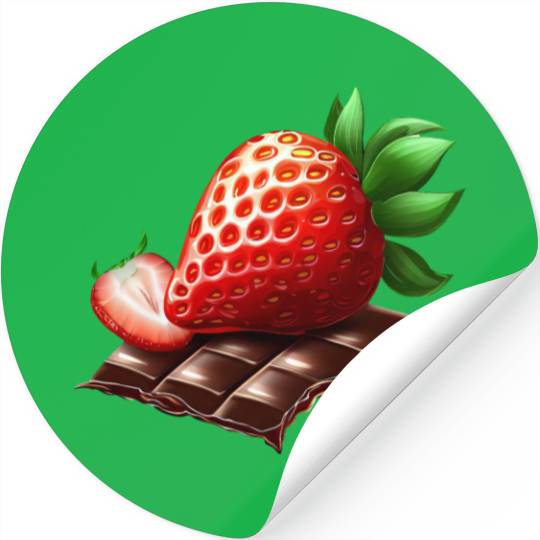 Sweet Temptation: Strawberry Meets Dark Chocolate Stickers
