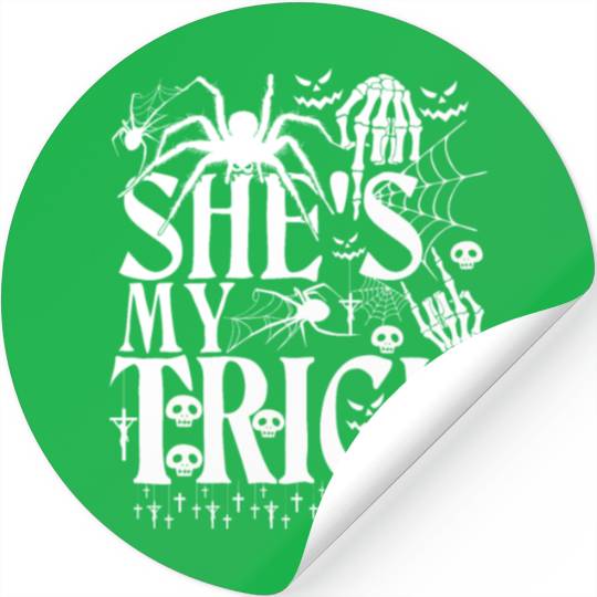 She's My Trick Halloween Costume Couples Stickers