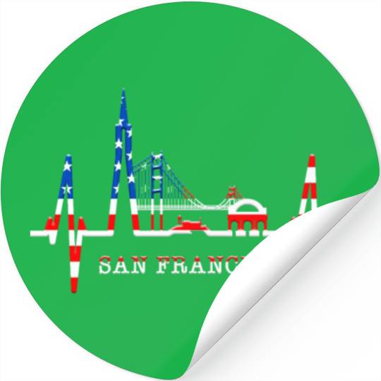 San Francisco Skyline Heartbeat California Lover Stickers