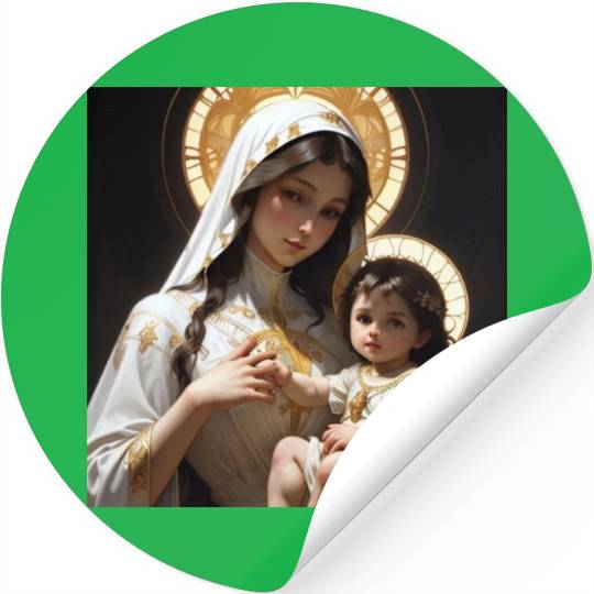 Beautiful Mother Mary and Baby Jesus Stickers