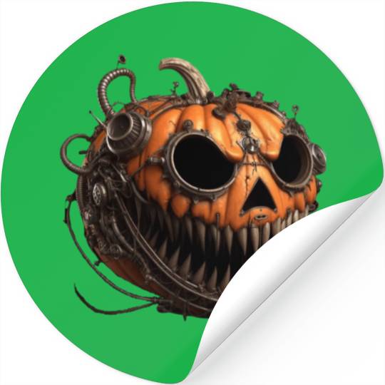 creepy steampunk pumpkin with sharp teeth Stickers
