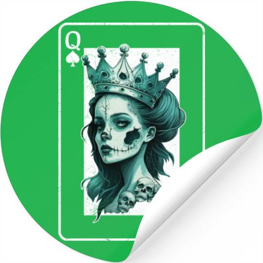 Poker Card Game Creepy Queen of Spades Gothic Stickers
