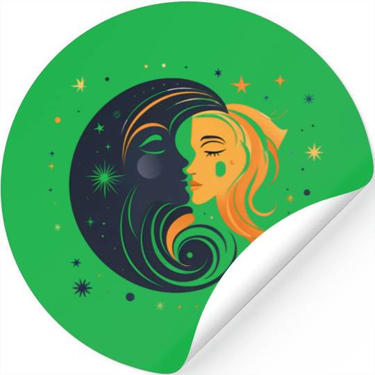 Women And Moon Graphic Stickers
