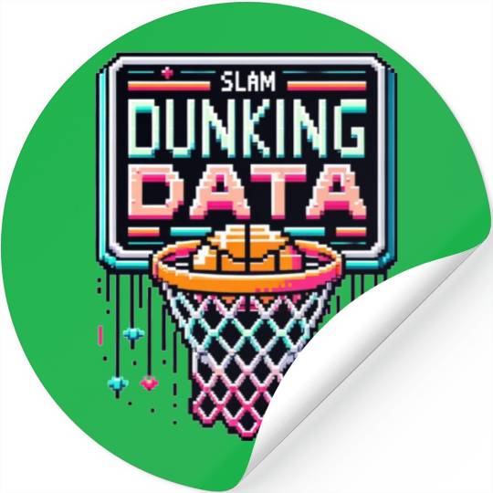 Slam Dunking Data - Retro 8-bit Basketball Hoop Stickers