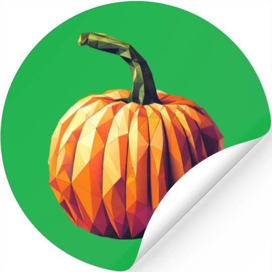 Autumn Magic: Geometric Pumpkin in Polygon Art Stickers