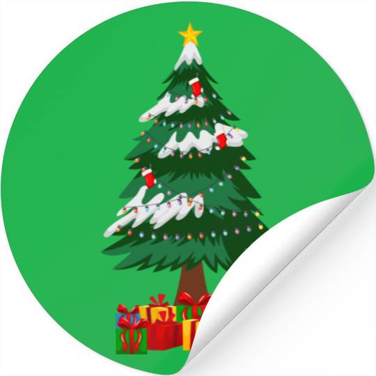 Merry Christmas Tree with Surprise Presents Boxes Stickers