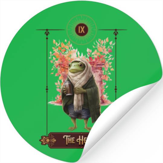 "The Hermit" Frog Tarot Card Stickers