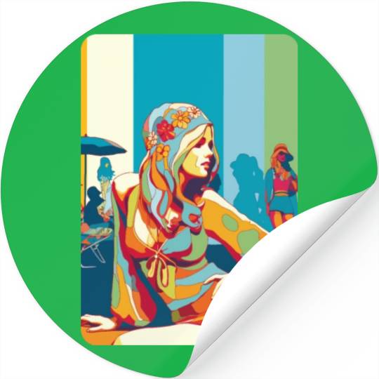 Hippie girl pose on holidays Stickers