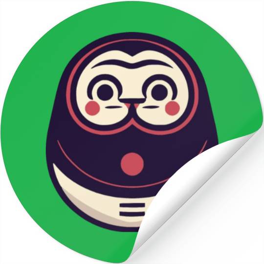 Kawaii Cat Face Daruma Doll Stickers