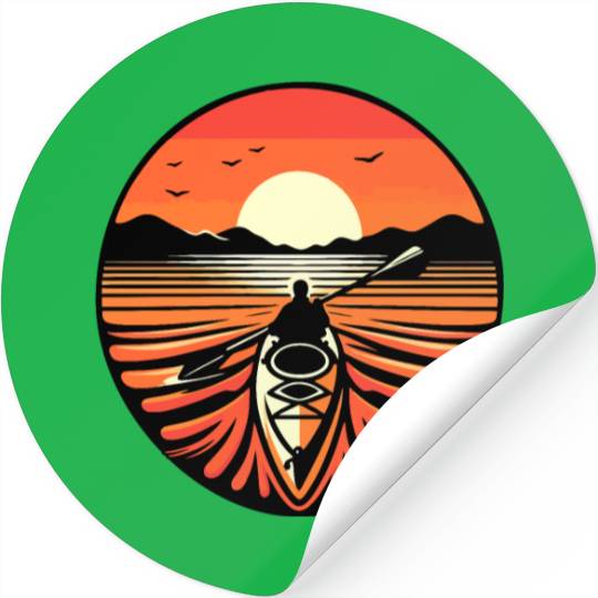 Kayak Sunset Stickers