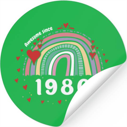 Cute Rainbow Awesome 1986 - 37th Birthday w/ Stickers