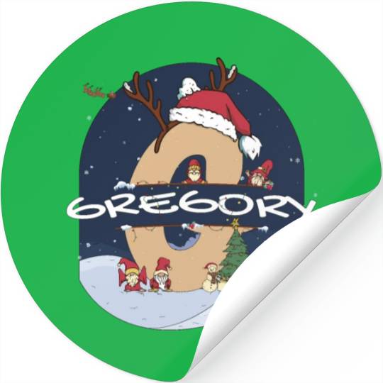 Awesome Gregory Name w Santa Hat in Xmas Theme Stickers