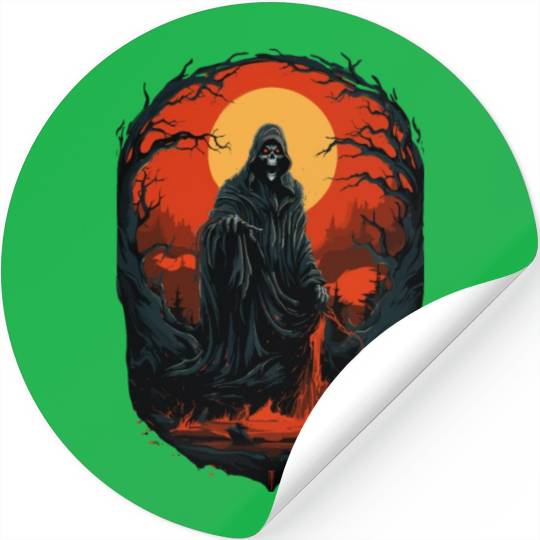 Spooky Halloween Grim Reaper Stickers