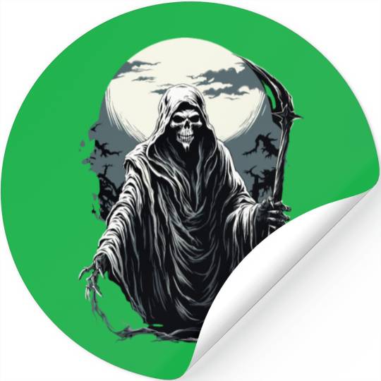 Spooky Halloween Grim Reaper Stickers