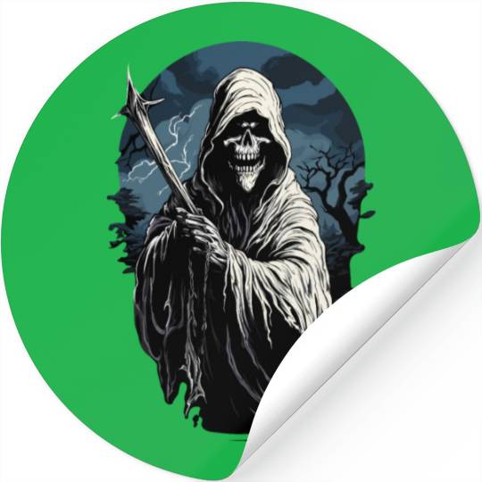 Spooky Halloween Grim Reaper Stickers