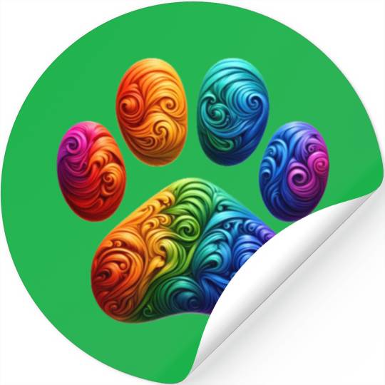 Colorful Paw Prints Edition Stickers