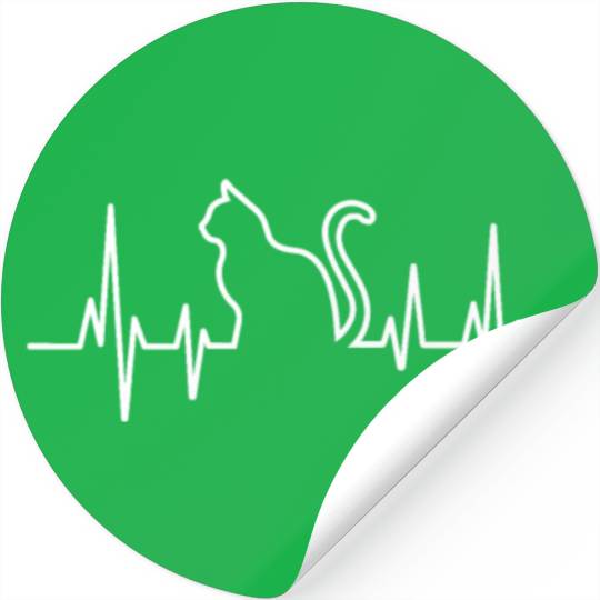 Heart Beat for Mom Dad Kitty Cat Lovers Stickers