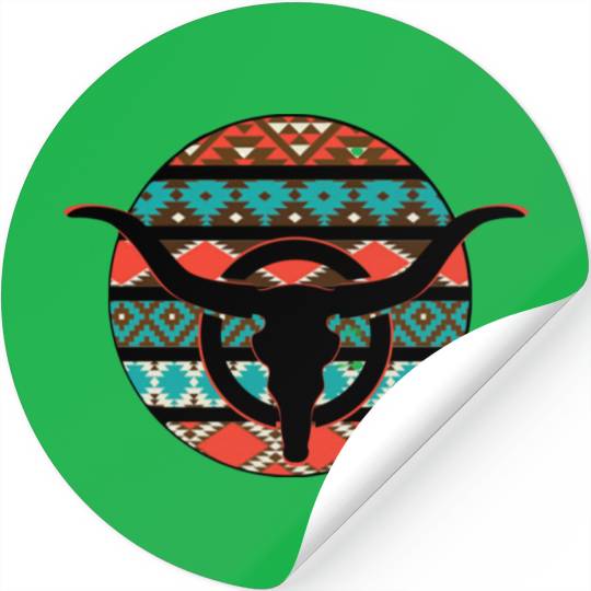 Retro Cow Skull Stickers