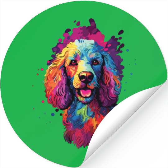 Watercolor Colorful Poodle Stickers