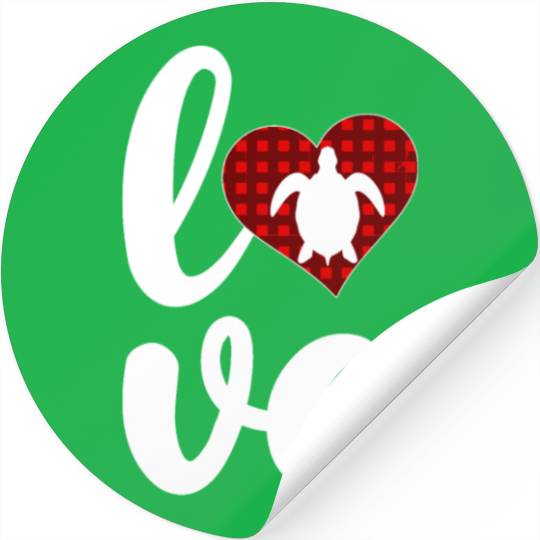 Sea Turtle Lover Buffalo Plaid Love Turtle Stickers