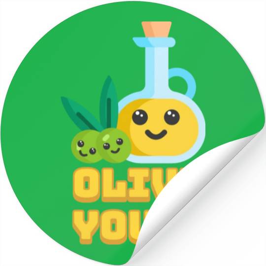 Olive You! Cute Olive I Love You Cartoon Stickers