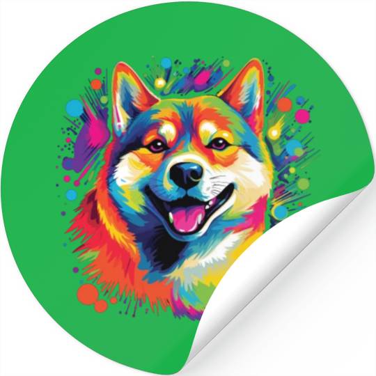Watercolor Colorful Shiba Inu Stickers