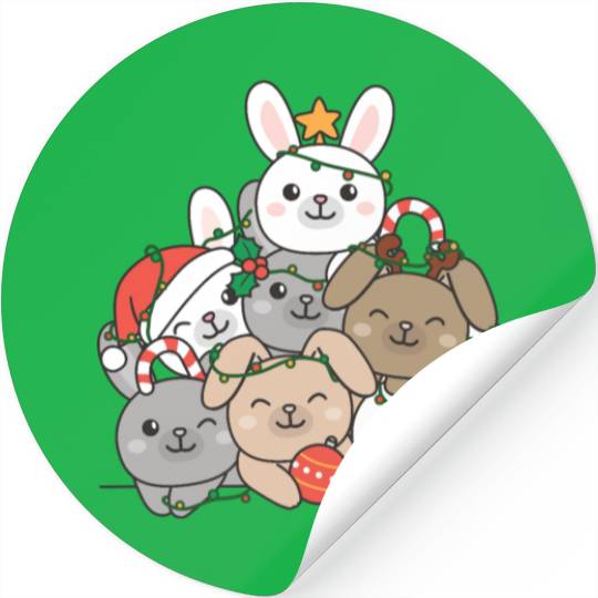 Bunny Christmas Tree Funny Animal Christmas Stickers