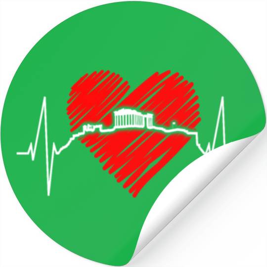 Athens Skyline Heartbeat Heart Flag Ancient Greek Stickers