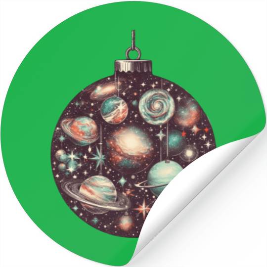 Vintage Cosmic Christmas Ornament Stickers