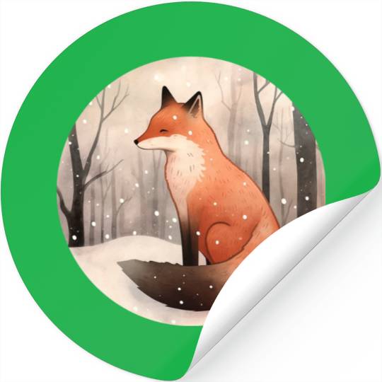 Fox in Winter Stickers