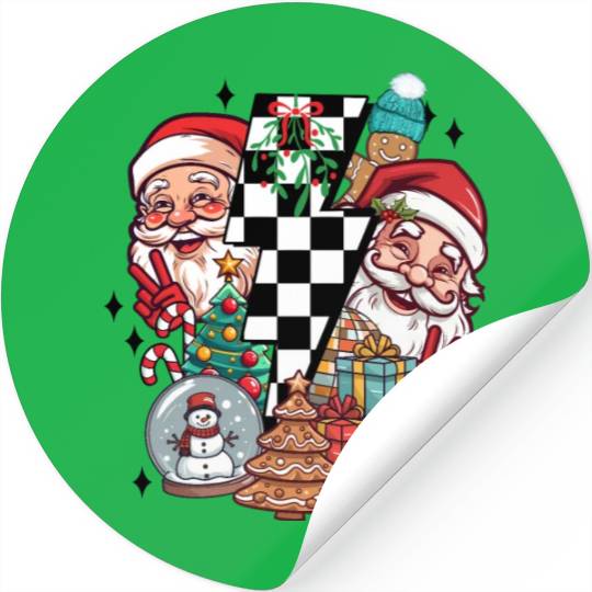 Retro Christmas, Santa, Groovy, Disco Ball, Frosty Stickers