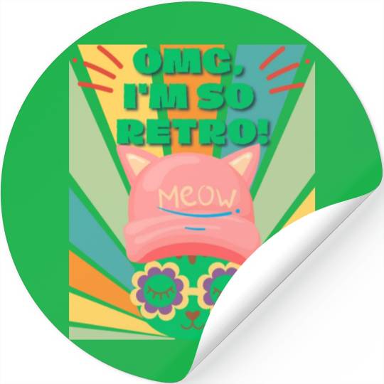Omg I'm So Retro Cool Cat Stickers