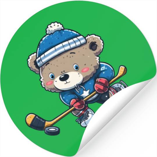 Hockey Bear: The Strongest Ice Hockey Player on Stickers