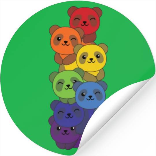 Rainbow Flag Pride Lgbtq Cute Panda Stack Stickers