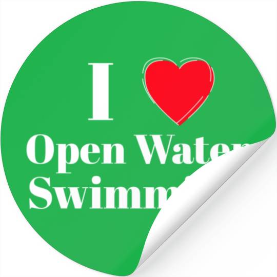 I Love Open Water Swimming Red Heart White Stickers