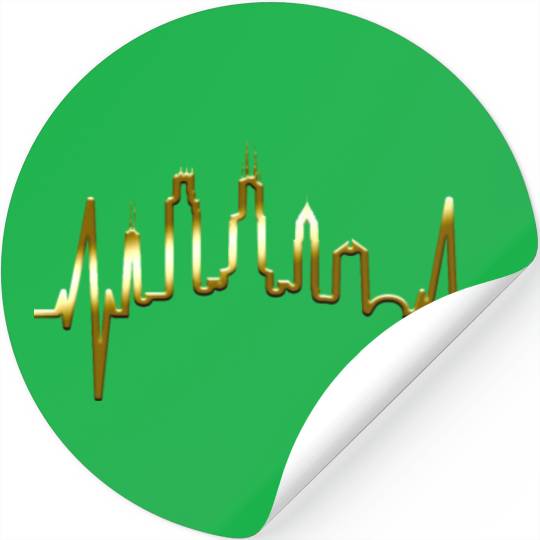 Chicago Skyline Heartbeat USA Heart I Love Chicago Stickers