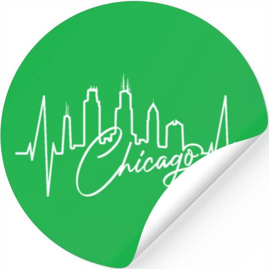 Chicago Skyline Heartbeat USA Heart I Love Chicago Stickers