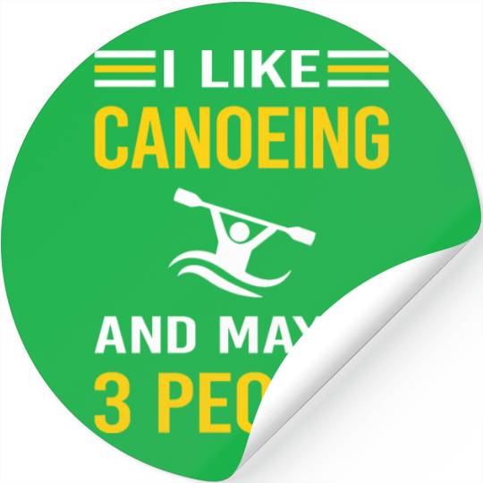 3 People Canoeing Canoe Stickers