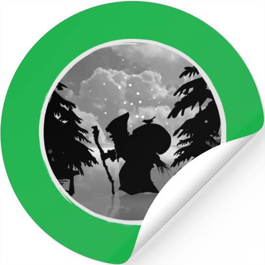 Knecht Ruprecht in paper cut style Christmas Stickers