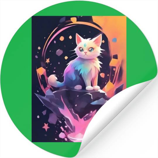 Cute Crystal Fantasy Cat Design Stickers