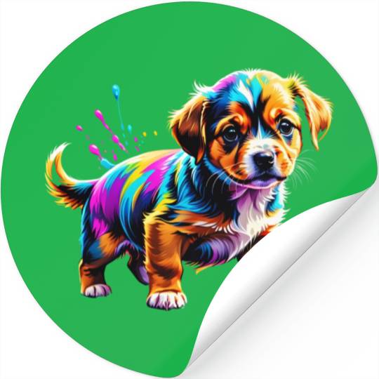 Cute Puppy Made of Liquid Colours Stickers