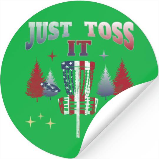 Just Toss It - american flag disc golf basket Stickers