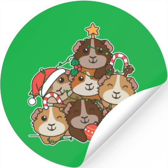 Guinea Pig Christmas Tree Funny Animal Stickers