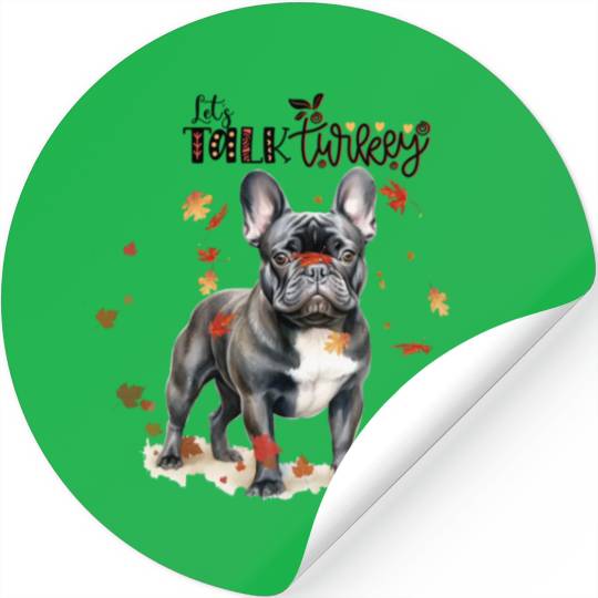 Black French Bulldog Funny Thanksgiving Dog Stickers