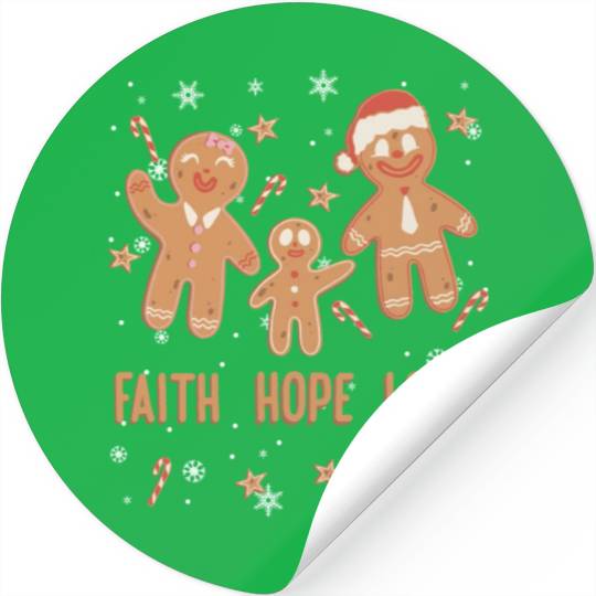 Gingerbread Man Faith Hope Love Religious Stickers