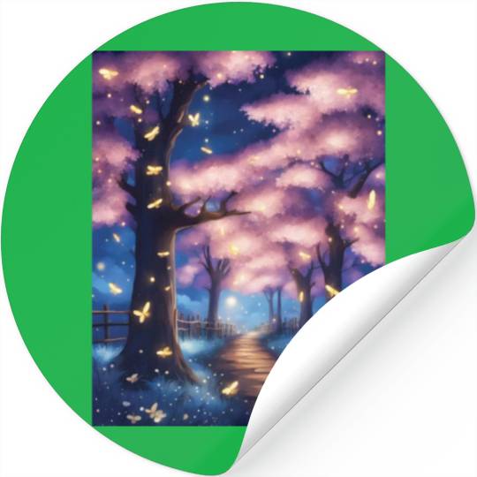 Fireflies In Cherry Blossom Trees Stickers