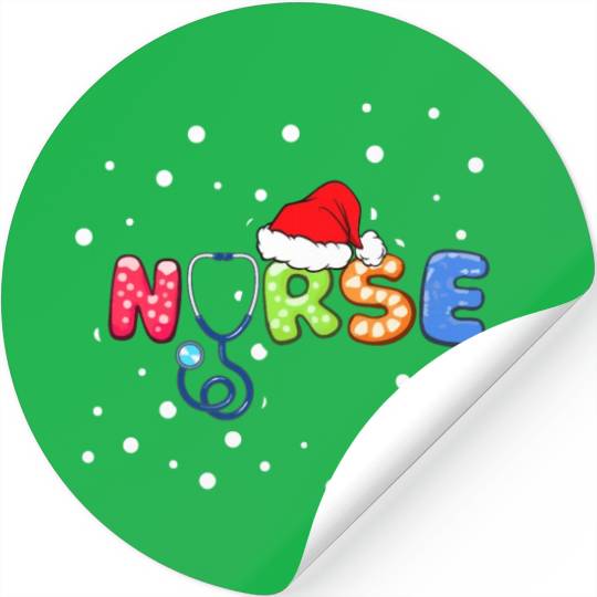 Snow Santa hat snowflake Stethoscope Nurse Merry Stickers