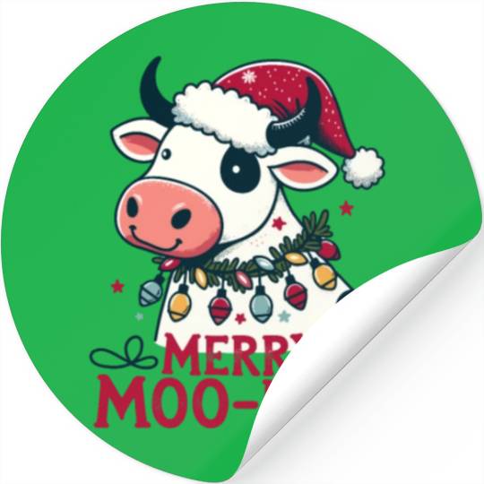 Cute Cow Lover Christmas Design Stickers
