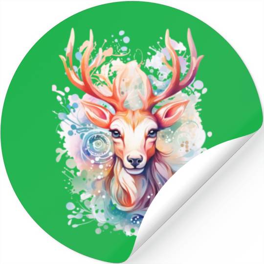 Colorful Reindeer Fantasy: Studio Ghibli Style Stickers